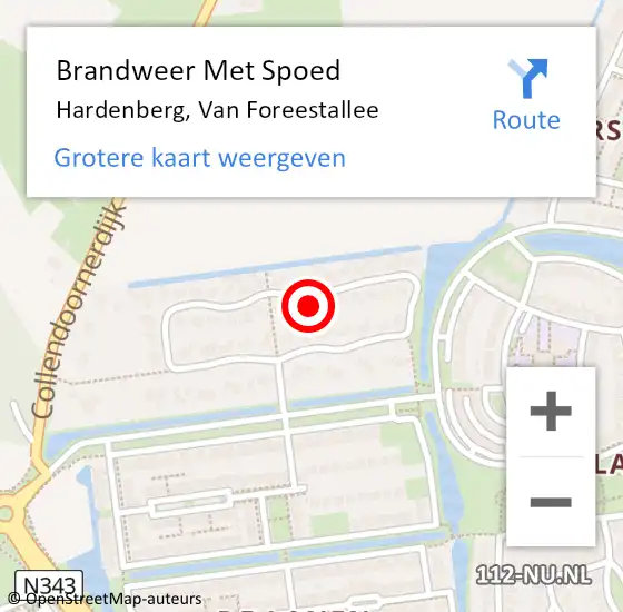 Locatie op kaart van de 112 melding: Brandweer Met Spoed Naar Hardenberg, Van Foreestallee op 29 december 2023 16:58