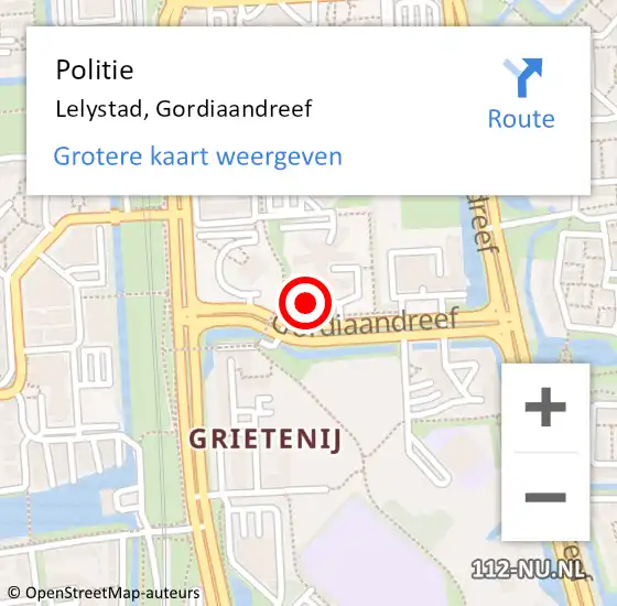 Locatie op kaart van de 112 melding: Politie Lelystad, Gordiaandreef op 29 december 2023 17:04