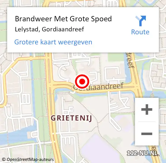 Locatie op kaart van de 112 melding: Brandweer Met Grote Spoed Naar Lelystad, Gordiaandreef op 29 december 2023 17:04