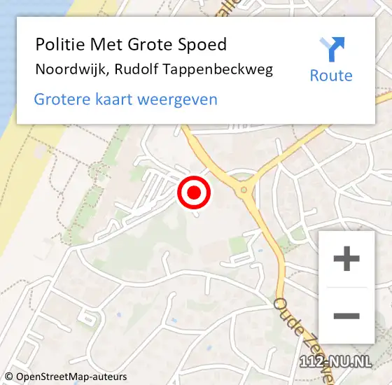 Locatie op kaart van de 112 melding: Politie Met Grote Spoed Naar Noordwijk, Rudolf Tappenbeckweg op 29 december 2023 17:16