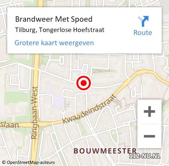 Locatie op kaart van de 112 melding: Brandweer Met Spoed Naar Tilburg, Tongerlose Hoefstraat op 29 december 2023 17:23