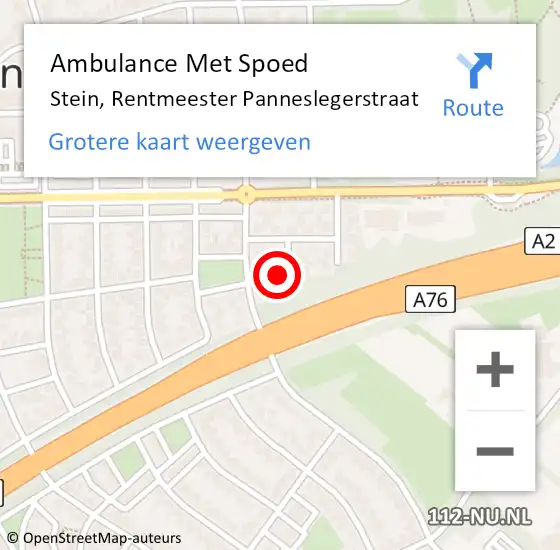 Locatie op kaart van de 112 melding: Ambulance Met Spoed Naar Stein, Rentmeester Panneslegerstraat op 20 september 2014 07:29