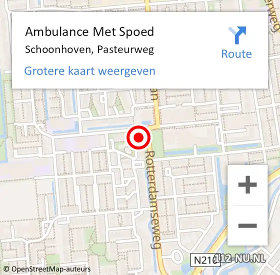 Locatie op kaart van de 112 melding: Ambulance Met Spoed Naar Schoonhoven, Pasteurweg op 29 december 2023 17:28