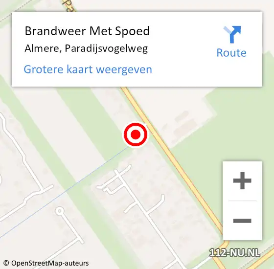 Locatie op kaart van de 112 melding: Brandweer Met Spoed Naar Almere, Paradijsvogelweg op 29 december 2023 17:42