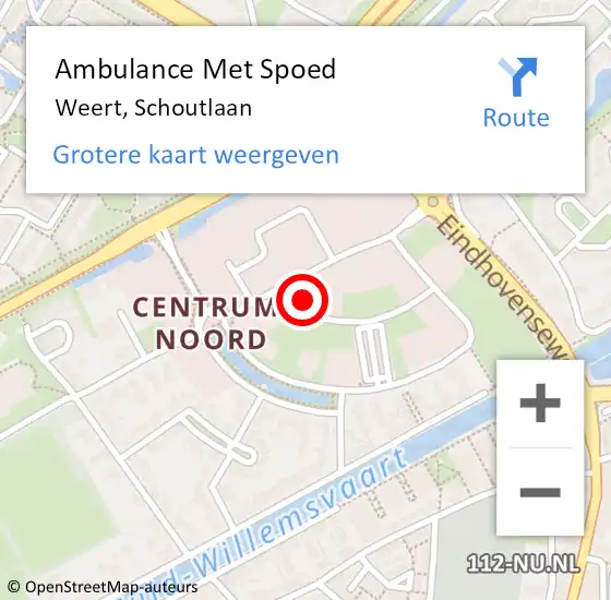 Locatie op kaart van de 112 melding: Ambulance Met Spoed Naar Weert, Schoutlaan op 29 december 2023 17:50