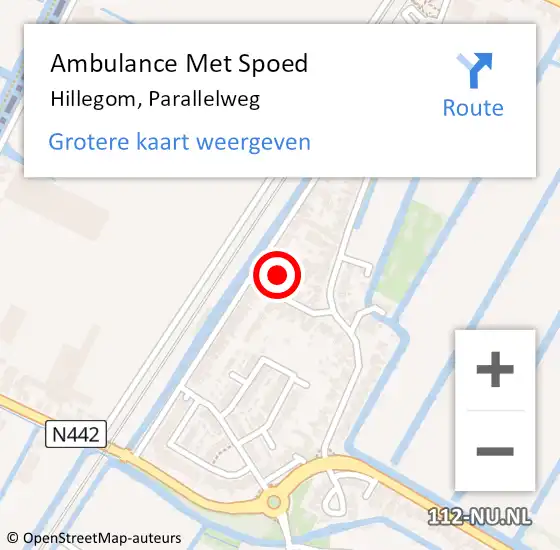 Locatie op kaart van de 112 melding: Ambulance Met Spoed Naar Hillegom, Parallelweg op 29 december 2023 18:10