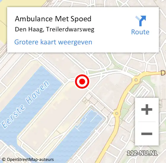 Locatie op kaart van de 112 melding: Ambulance Met Spoed Naar Den Haag, Treilerdwarsweg op 29 december 2023 18:17