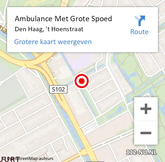 Locatie op kaart van de 112 melding: Ambulance Met Grote Spoed Naar Den Haag, 't Hoenstraat op 20 september 2014 07:38