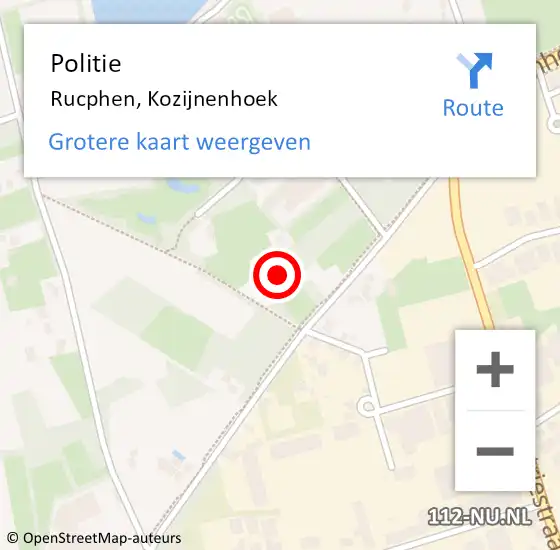 Locatie op kaart van de 112 melding: Politie Rucphen, Kozijnenhoek op 29 december 2023 18:36