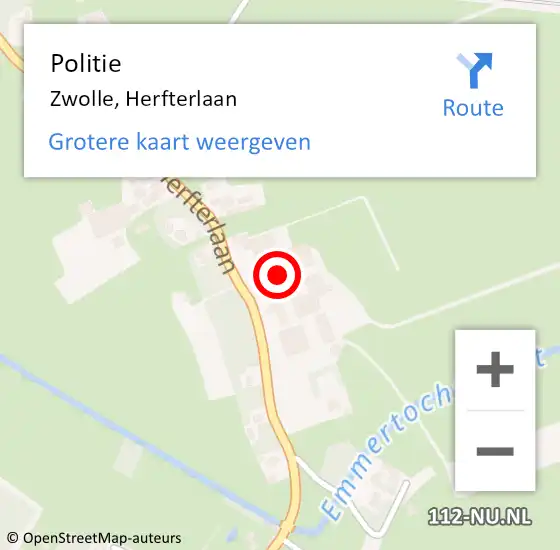 Locatie op kaart van de 112 melding: Politie Zwolle, Herfterlaan op 29 december 2023 18:38