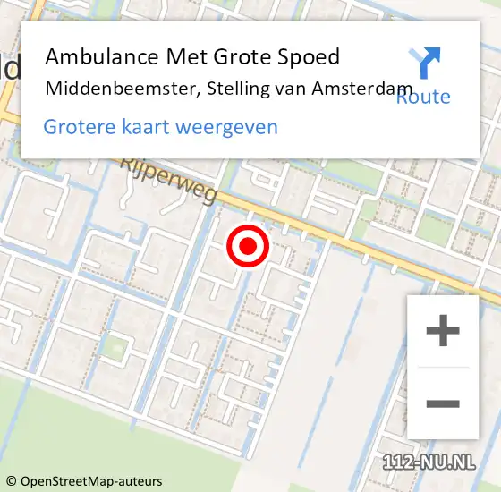 Locatie op kaart van de 112 melding: Ambulance Met Grote Spoed Naar Middenbeemster, Stelling van Amsterdam op 29 december 2023 18:43