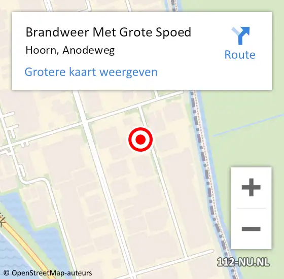 Locatie op kaart van de 112 melding: Brandweer Met Grote Spoed Naar Hoorn, Anodeweg op 29 december 2023 19:20