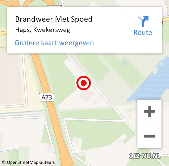 Locatie op kaart van de 112 melding: Brandweer Met Spoed Naar Haps, Kwekersweg op 29 december 2023 19:34