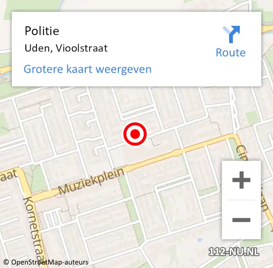 Locatie op kaart van de 112 melding: Politie Uden, Vioolstraat op 29 december 2023 19:50