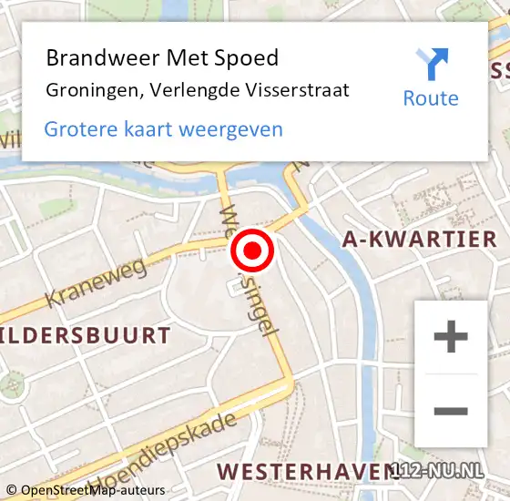 Locatie op kaart van de 112 melding: Brandweer Met Spoed Naar Groningen, Verlengde Visserstraat op 29 december 2023 20:29