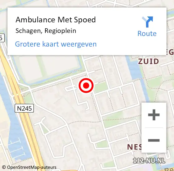 Locatie op kaart van de 112 melding: Ambulance Met Spoed Naar Schagen, Regioplein op 29 december 2023 20:40