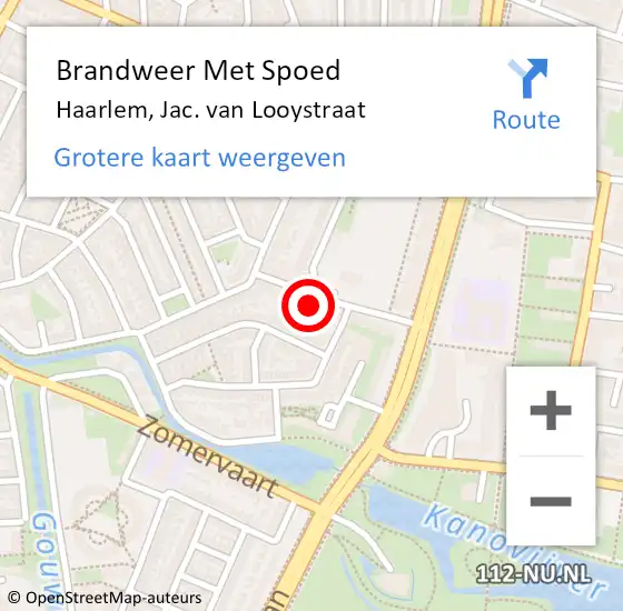 Locatie op kaart van de 112 melding: Brandweer Met Spoed Naar Haarlem, Jac. van Looystraat op 29 december 2023 20:50