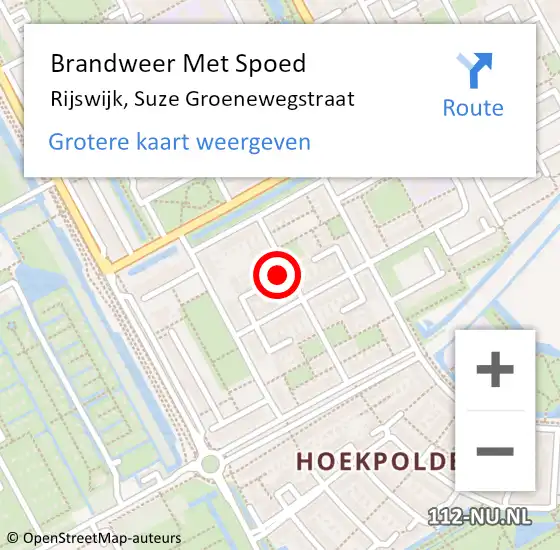 Locatie op kaart van de 112 melding: Brandweer Met Spoed Naar Rijswijk, Suze Groenewegstraat op 29 december 2023 20:51