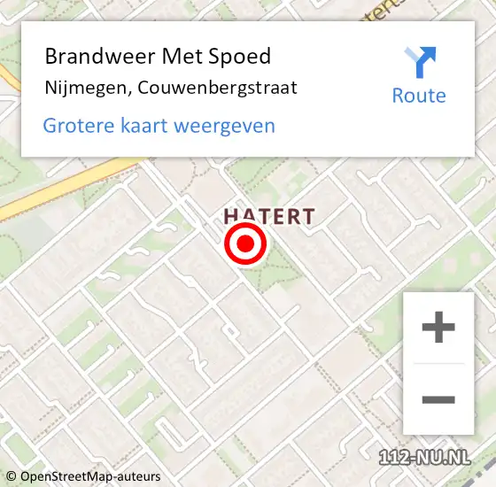 Locatie op kaart van de 112 melding: Brandweer Met Spoed Naar Nijmegen, Couwenbergstraat op 29 december 2023 20:54