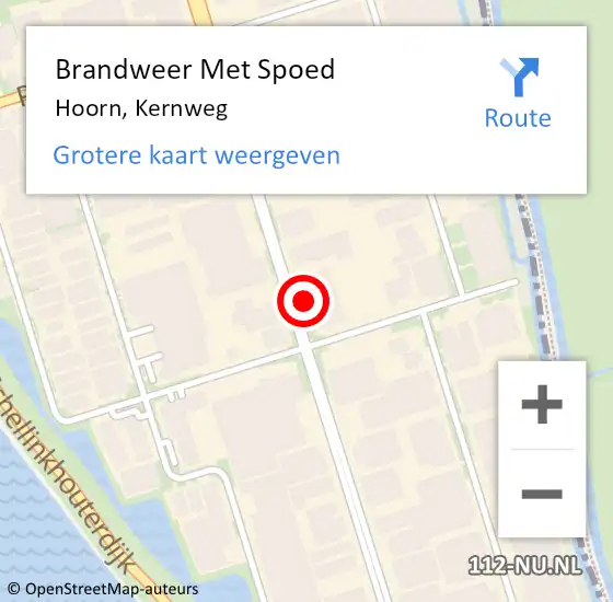 Locatie op kaart van de 112 melding: Brandweer Met Spoed Naar Hoorn, Kernweg op 29 december 2023 21:00