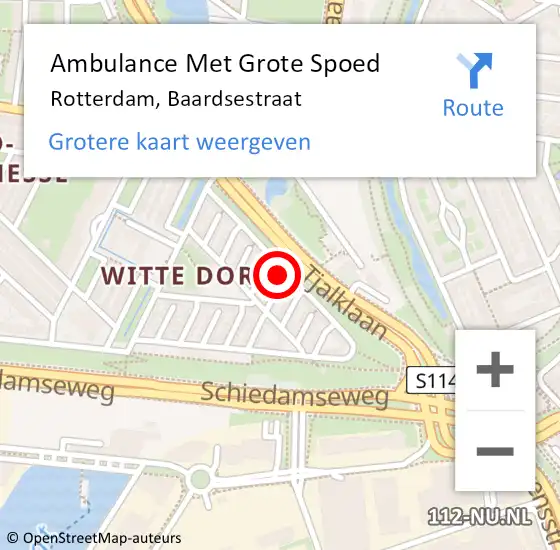 Locatie op kaart van de 112 melding: Ambulance Met Grote Spoed Naar Rotterdam, Baardsestraat op 29 december 2023 21:13