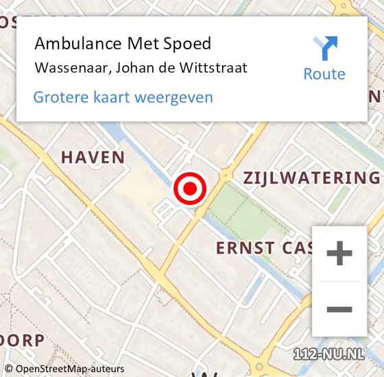 Locatie op kaart van de 112 melding: Ambulance Met Spoed Naar Wassenaar, Johan de Wittstraat op 29 december 2023 21:37