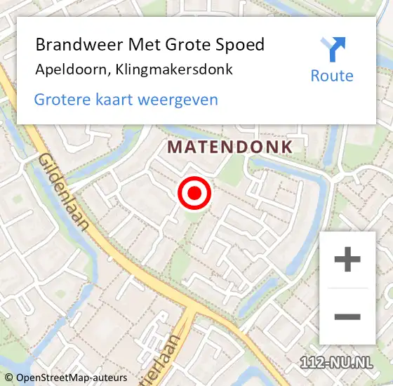 Locatie op kaart van de 112 melding: Brandweer Met Grote Spoed Naar Apeldoorn, Klingmakersdonk op 29 december 2023 21:46