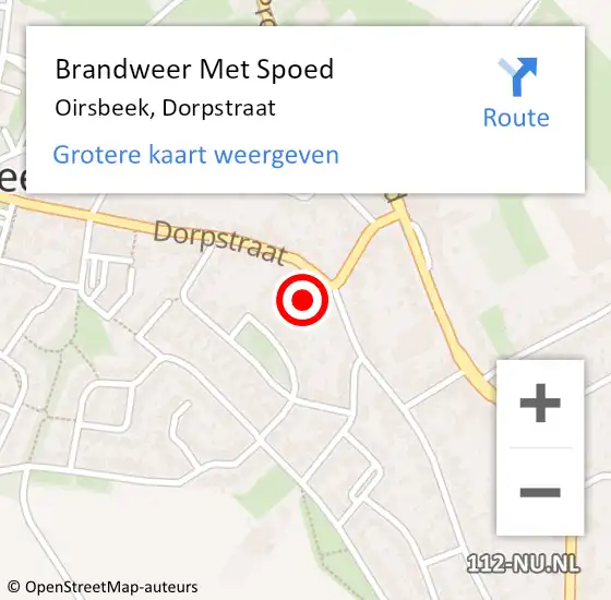 Locatie op kaart van de 112 melding: Brandweer Met Spoed Naar Oirsbeek, Dorpstraat op 29 december 2023 21:50