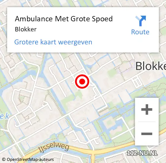 Locatie op kaart van de 112 melding: Ambulance Met Grote Spoed Naar Blokker op 29 december 2023 21:56