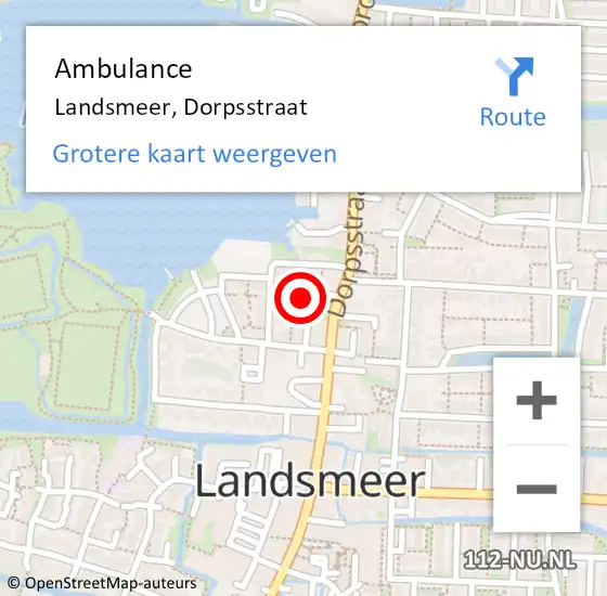 Locatie op kaart van de 112 melding: Ambulance Landsmeer, Dorpsstraat op 29 december 2023 21:57