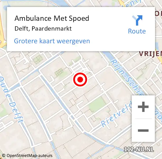 Locatie op kaart van de 112 melding: Ambulance Met Spoed Naar Delft, Paardenmarkt op 29 december 2023 22:08