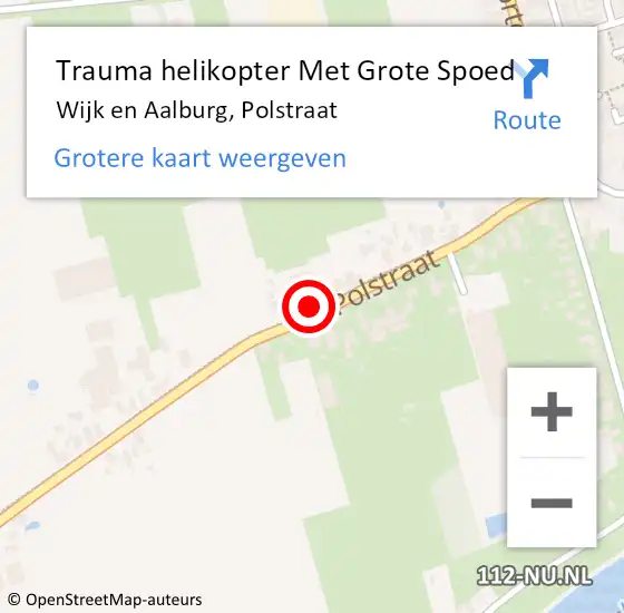 Locatie op kaart van de 112 melding: Trauma helikopter Met Grote Spoed Naar Wijk en Aalburg, Polstraat op 29 december 2023 22:31