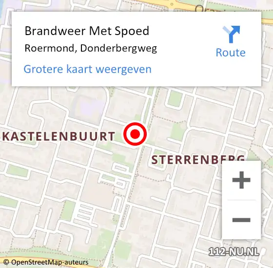 Locatie op kaart van de 112 melding: Brandweer Met Spoed Naar Roermond, Donderbergweg op 29 december 2023 22:38
