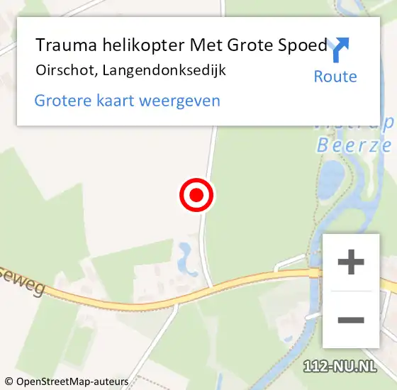 Locatie op kaart van de 112 melding: Trauma helikopter Met Grote Spoed Naar Oirschot, Langendonksedijk op 29 december 2023 23:00