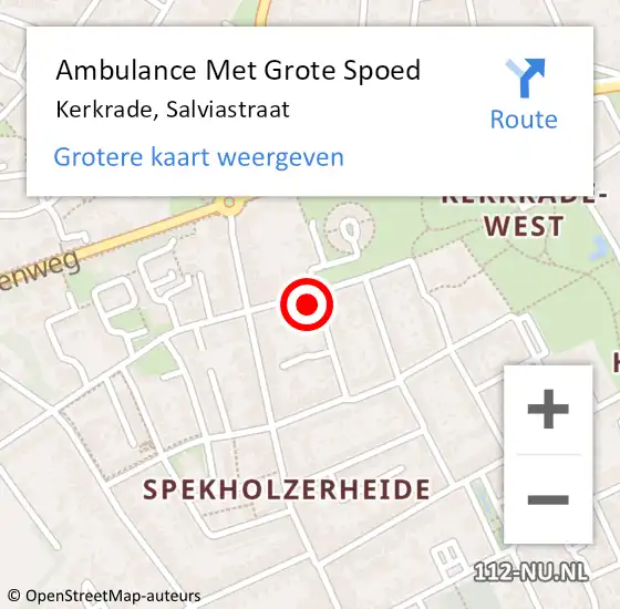 Locatie op kaart van de 112 melding: Ambulance Met Grote Spoed Naar Kerkrade, Salviastraat op 20 september 2014 08:29