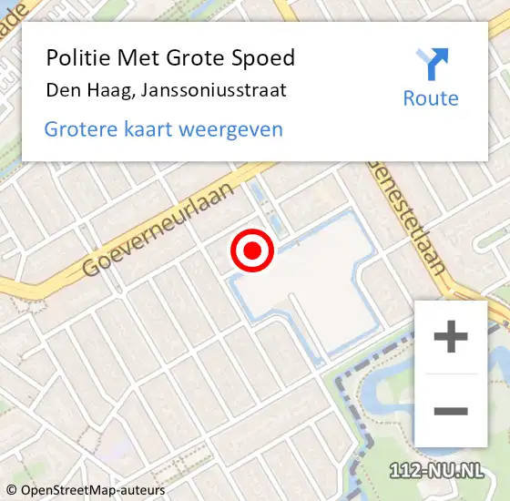 Locatie op kaart van de 112 melding: Politie Met Grote Spoed Naar Den Haag, Janssoniusstraat op 29 december 2023 23:52