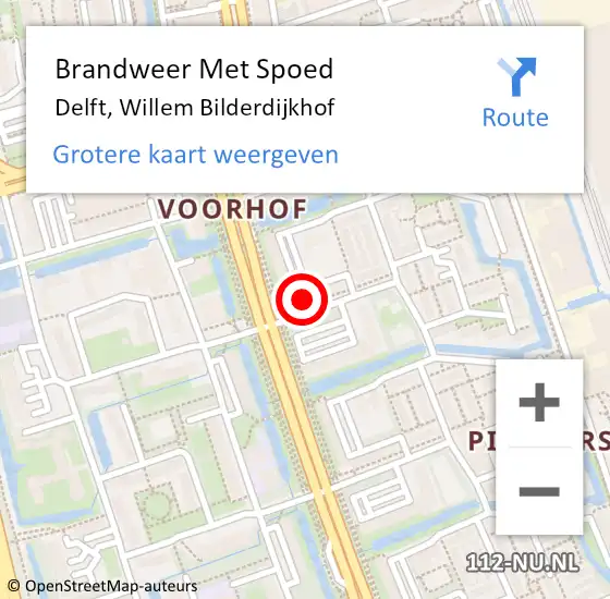 Locatie op kaart van de 112 melding: Brandweer Met Spoed Naar Delft, Willem Bilderdijkhof op 30 december 2023 00:08