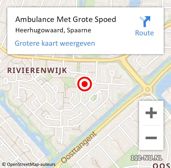 Locatie op kaart van de 112 melding: Ambulance Met Grote Spoed Naar Heerhugowaard, Spaarne op 30 december 2023 00:23