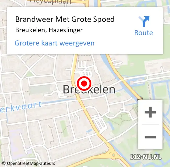 Locatie op kaart van de 112 melding: Brandweer Met Grote Spoed Naar Breukelen, Hazeslinger op 30 december 2023 00:30