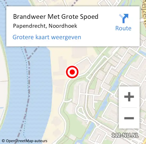 Locatie op kaart van de 112 melding: Brandweer Met Grote Spoed Naar Papendrecht, Noordhoek op 30 december 2023 00:50