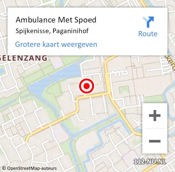Locatie op kaart van de 112 melding: Ambulance Met Spoed Naar Spijkenisse, Paganinihof op 30 december 2023 00:59