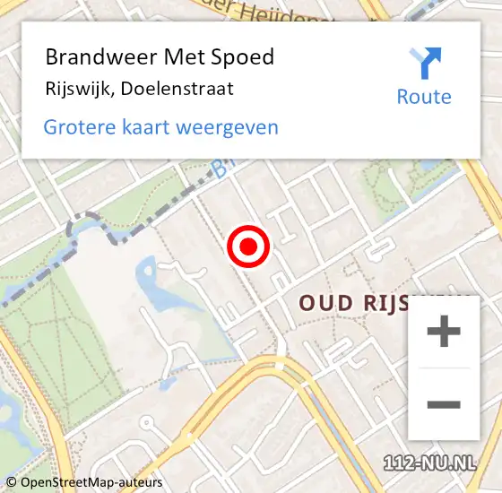 Locatie op kaart van de 112 melding: Brandweer Met Spoed Naar Rijswijk, Doelenstraat op 30 december 2023 01:44