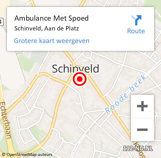 Locatie op kaart van de 112 melding: Ambulance Met Spoed Naar Schinveld, Aan de Platz op 20 september 2014 08:47