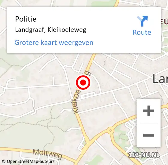 Locatie op kaart van de 112 melding: Politie Landgraaf, Kleikoeleweg op 30 december 2023 01:53