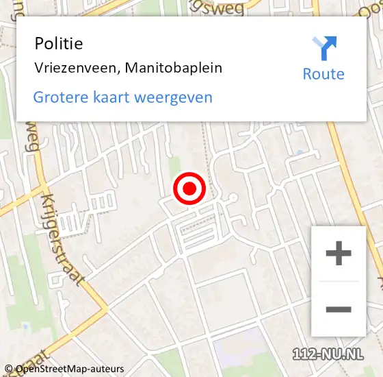 Locatie op kaart van de 112 melding: Politie Vriezenveen, Manitobaplein op 30 december 2023 02:22