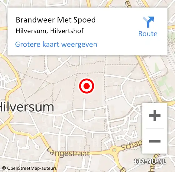 Locatie op kaart van de 112 melding: Brandweer Met Spoed Naar Hilversum, Hilvertshof op 30 december 2023 02:58