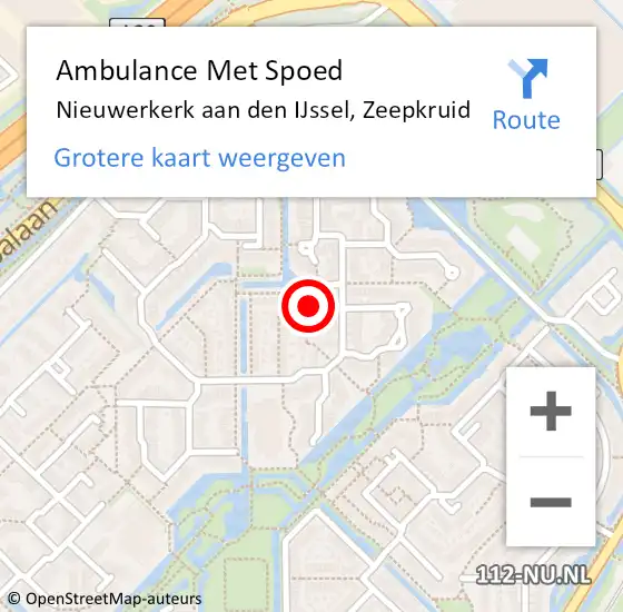 Locatie op kaart van de 112 melding: Ambulance Met Spoed Naar Nieuwerkerk aan den IJssel, Zeepkruid op 30 december 2023 03:01