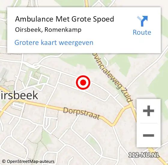 Locatie op kaart van de 112 melding: Ambulance Met Grote Spoed Naar Oirsbeek, Romenkamp op 20 september 2014 08:58