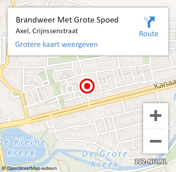 Locatie op kaart van de 112 melding: Brandweer Met Grote Spoed Naar Axel, Crijnssenstraat op 30 december 2023 04:35