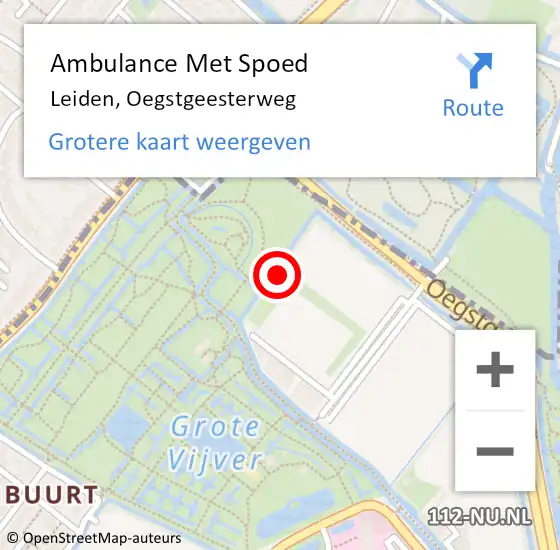 Locatie op kaart van de 112 melding: Ambulance Met Spoed Naar Leiden, Oegstgeesterweg op 30 december 2023 04:35